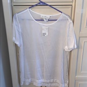 H and M sheer white tshirt blouse